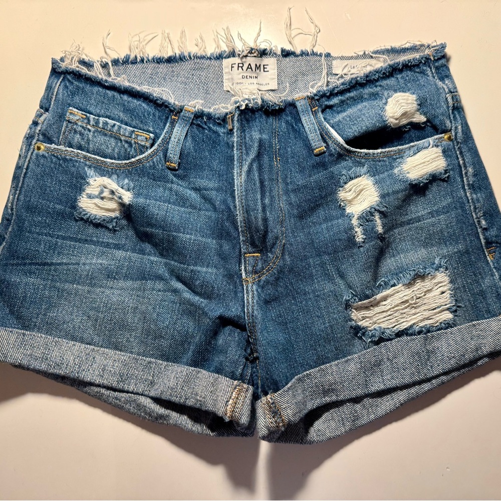 Frame Denim Women's Ripped Blue Jean Shorts